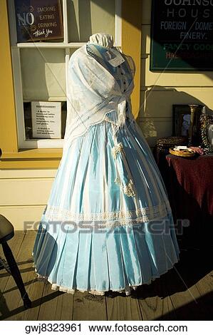 Stock Image - Close-up of an antique dress for a woman, San Diego, California, USA. Fotosearch