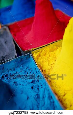 Close-up of mounds of colored powder used for Hindu rituals, Pushkar, Rajasthan, India View Large Photo Image Stock Photo - Close-up of mounds of colored powder used for Hindu rituals, Pushkar, Rajasthan, India. Fotosearch