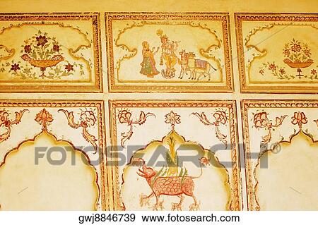 Close-up of paintings on the wall, Pushkar, Rajasthan, India View Large Photo Image Stock Photo - Close-up of paintings on the wall, Pushkar, Rajasthan, India. Fotosearch