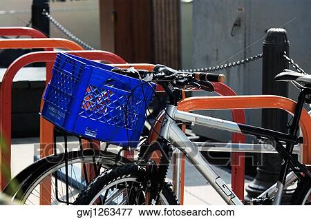 Close-up of parked bicycles, Chicago, Illinois, USA View Large Photo Image Stock Photo - Close-up of parked bicycles, Chicago, Illinois, USA. Fotosearch