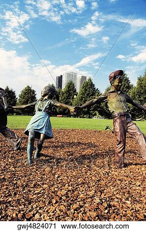 Stock Image - Close-up of sculptures in a park, Gateway Park, Chicago, Illinois, USA. Fotosearch