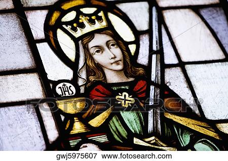Close-up of Virgin Mary on a stained glass window View Large Photo Image Stock Photo - Close-up of Virgin Mary on a stained glass window. Fotosearch