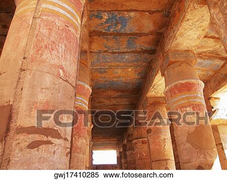 Stock Photography - Columns supporting the roof of a temple, Temples Of Karnak, Luxor, Egypt. Fotosearch