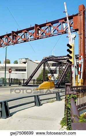 Entrance of a bridge over the Chicago River, Chicago, Illinois, USA View Large Photo Image Stock Photo - Entrance of a bridge over the Chicago River, Chicago, Illinois, USA. Fotosearch