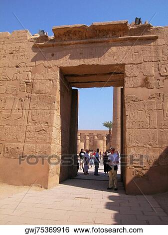 Stock Photograph - Entrance of a temple, Temples Of Karnak, Luxor, Egypt. Fotosearch