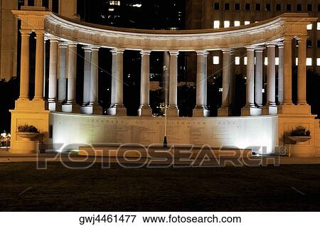 Facade of a monument at night, Millennium Monument, Chicago, Illinois, USA View Large Photo Image Stock Photo - Facade of a monument at night, Millennium Monument, Chicago, Illinois, USA. Fotosearch
