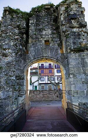 Facade of an arched gateway, Spain View Large Photo Image Picture - Facade of an arched gateway, Spain. Fotosearch