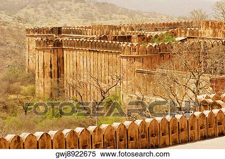Facade of the periphery of a fort, Jaigarh Fort, Jaipur, Rajasthan, India View Large Photo Image Stock Photography - Facade of the periphery of a fort, Jaigarh Fort, Jaipur, Rajasthan, India. Fotosearch