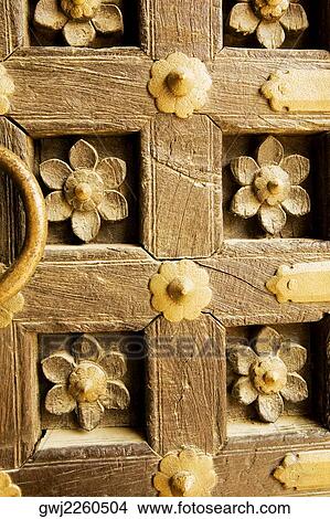 Floral pattern on a wood, Rajmahal, Jaisalmer, Rajasthan, India View Large Photo Image Picture - Floral pattern on a wood, Rajmahal, Jaisalmer, Rajasthan, India. Fotosearch