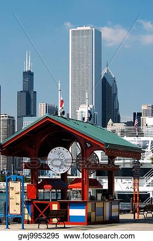 Food stand at the pier, Navy Pier, Chicago, Illinois, USA View Large Photo Image Stock Photography - Food stand at the pier, Navy Pier, Chicago, Illinois, USA. Fotosearch