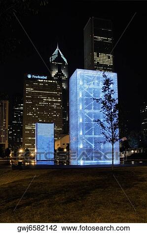 Fountain lit up at night, Crown Fountain, Millennium Park, Chicago, Illinois, USA View Large Photo Image Stock Image - Fountain lit up at night, Crown Fountain, Millennium Park, Chicago, Illinois, USA. Fotosearch