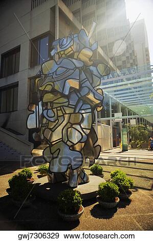 Front profile of a modern sculpture outside a building, San Francisco, California, USA View Large Photo Image Stock Photo - Front profile of a modern sculpture outside a building, San Francisco, California, USA. Fotosearch