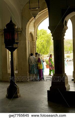 Group of people standing inside a museum, Government Central Museum, Jaipur, Rajasthan, India View Large Photo Image Stock Photography - Group of people standing inside a museum, Government Central Museum, Jaipur, Rajasthan, India. Fotosearch