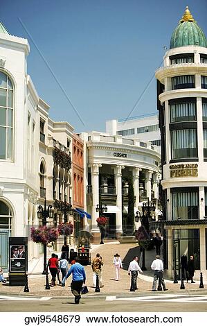 Stock Photo - Group of people walking on a street, Rodeo Drive, Los Angeles, California, USA. Fotosearch