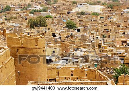 High angle view of a city from Jaisalmer Fort, Jaisalmer, Rajasthan, India View Large Photo Image Stock Image - High angle view of a city from Jaisalmer Fort, Jaisalmer, Rajasthan, India. Fotosearch