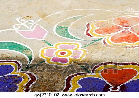 High angle view of a colorful floor design, Pushkar, Rajasthan, India View Large Photo Image Stock Image - High angle view of a colorful floor design, Pushkar, Rajasthan, India. Fotosearch