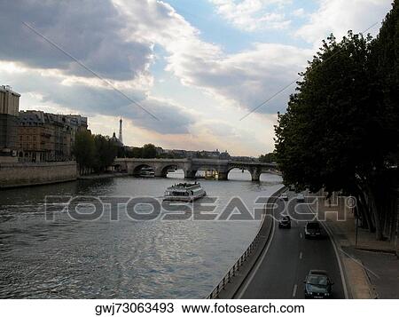 High angle view of a ferry in a river, Seine River, Paris, France View Large Photo Image Stock Image - High angle view of a ferry in a river, Seine River, Paris, France. Fotosearch