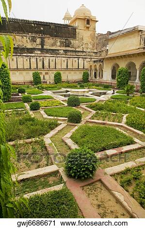 High angle view of a formal garden in front of a fort, Amber Fort, Jaipur, Rajasthan, India View Large Photo Image Stock Image - High angle view of a formal garden in front of a fort, Amber Fort, Jaipur, Rajasthan, India. Fotosearch