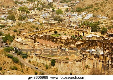 High angle view of a fort, Jaigarh Fort, Jaipur, Rajasthan, India View Large Photo Image Stock Photo - High angle view of a fort, Jaigarh Fort, Jaipur, Rajasthan, India. Fotosearch