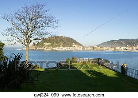 High angle view of a garden on a waterfront, Spain View Large Photo Image Stock Photo - High angle view of a garden on a waterfront, Spain. Fotosearch