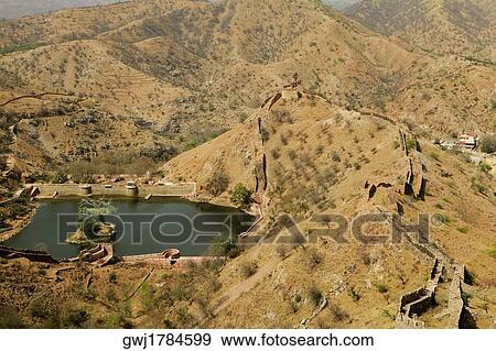 High angle view of a lake, Jaigarh Fort, Jaipur, Rajasthan, India View Large Photo Image Stock Photo - High angle view of a lake, Jaigarh Fort, Jaipur, Rajasthan, India. Fotosearch