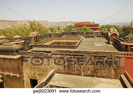 High angle view of a terrace of a palace, City Palace Jaipur, Rajasthan, India View Large Photo Image Stock Image - High angle view of a terrace of a palace, City Palace Jaipur, Rajasthan, India. Fotosearch