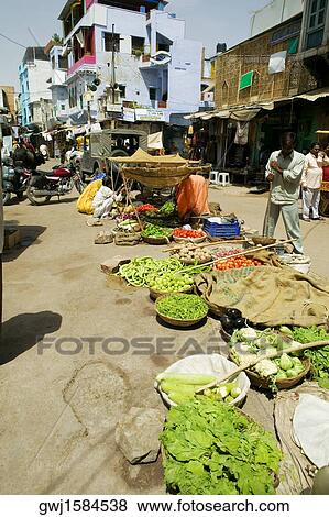 High angle view of a vegetable market, Pushkar, Rajasthan, India View Large Photo Image Stock Photo - High angle view of a vegetable market, Pushkar, Rajasthan, India. Fotosearch