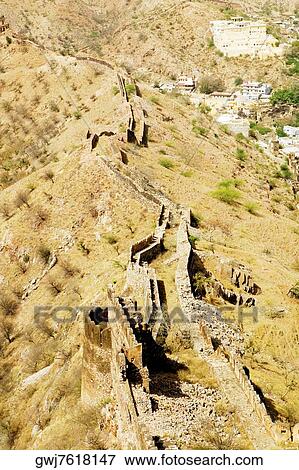High angle view of a wall, Jaigarh Fort, Jaipur, Rajasthan, India View Large Photo Image Stock Photo - High angle view of a wall, Jaigarh Fort, Jaipur, Rajasthan, India. Fotosearch