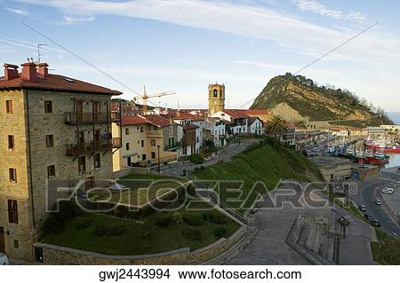 High angle view of buildings on the waterfront, Spain View Large Photo Image Picture - High angle view of buildings on the waterfront, Spain. Fotosearch