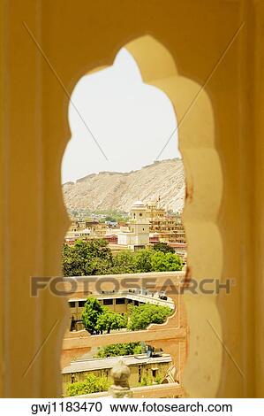 High angle view of the city from the window, City Palace, Jaipur, Rajasthan, India View Large Photo Image Stock Image - High angle view of the city from the window, City Palace, Jaipur, Rajasthan, India. Fotosearch