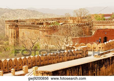 High angle view of the periphery of a fort, Jaigarh Fort, Jaipur, Rajasthan, India View Large Photo Image Stock Photograph - High angle view of the periphery of a fort, Jaigarh Fort, Jaipur, Rajasthan, India. Fotosearch