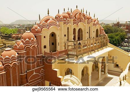High angle view of the rear of the Hawa Mahal, Jaipur, Rajasthan, India View Large Photo Image Picture - High angle view of the rear of the Hawa Mahal, Jaipur, Rajasthan, India. Fotosearch