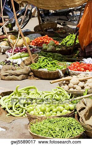 High angle view of vegetables in a market, Pushkar, Rajasthan, India View Large Photo Image Stock Photo - High angle view of vegetables in a market, Pushkar, Rajasthan, India. Fotosearch