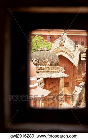 High section view of domes of a palace seen through a window, City Palace, Jaipur, Rajasthan, India View Large Photo Image Stock Photo - High section view of domes of a palace seen through a window, City Palace, Jaipur, Rajasthan, India. Fotosearch