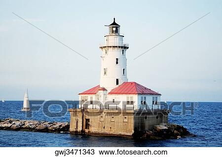 Lighthouse in the sea, Chicago Harbor Lighthouse, Chicago, Illinois, USA View Large Photo Image Stock Image - Lighthouse in the sea, Chicago Harbor Lighthouse, Chicago, Illinois, USA. Fotosearch