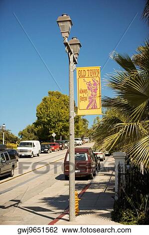 Low angle view of a banner on a lamppost, San Diego, California, USA View Large Photo Image Stock Image - Low angle view of a banner on a lamppost, San Diego, California, USA. Fotosearch