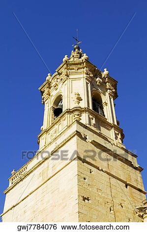 Low angle view of a bell tower, Spain View Large Photo Image Stock Photograph - Low angle view of a bell tower, Spain. Fotosearch