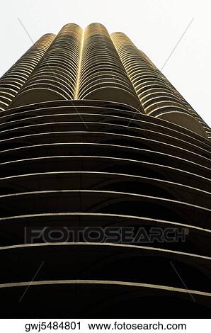 Low angle view of a building in a city, Marina City Complex, Chicago, Illinois, USA View Large Photo Image Stock Image - Low angle view of a building in a city, Marina City Complex, Chicago, Illinois, USA. Fotosearch
