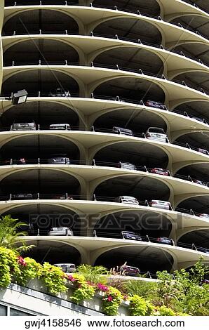 Stock Photograph - Low angle view of a building, Marina City Complex, Chicago, Illinois, USA. Fotosearch