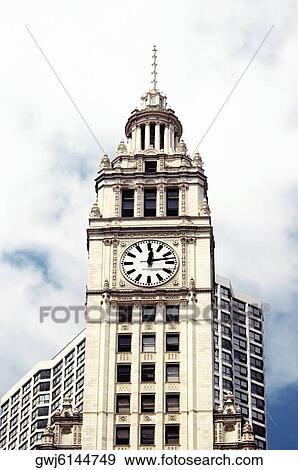 Low angle view of a building, Wrigley Building, Chicago, Illinois, USA View Large Photo Image Stock Photo - Low angle view of a building, Wrigley Building, Chicago, Illinois, USA. Fotosearch