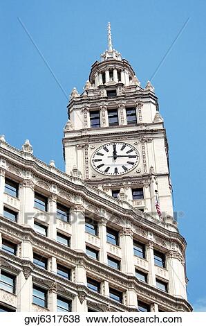 Low angle view of a building, Wrigley Building, Chicago, Illinois, USA View Large Photo Image Stock Photo - Low angle view of a building, Wrigley Building, Chicago, Illinois, USA. Fotosearch