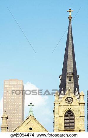 Low angle view of a church, Chicago, Illinois, USA View Large Photo Image Picture - Low angle view of a church, Chicago, Illinois, USA. Fotosearch