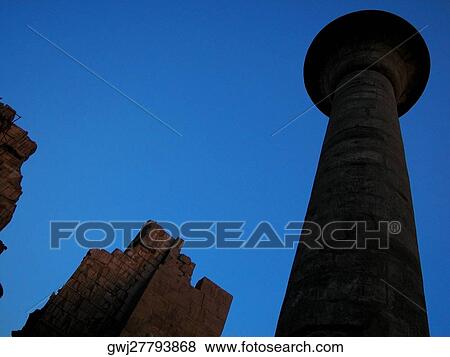 Stock Photo - Low angle view of a column, Temples Of Karnak, Luxor, Egypt. Fotosearch