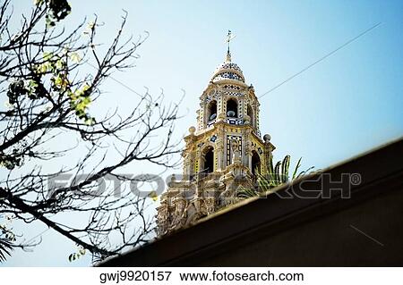 Low angle view of a steeple against a blue sky, San Diego, California, USA View Large Photo Image Stock Photo - Low angle view of a steeple against a blue sky, San Diego, California, USA. Fotosearch