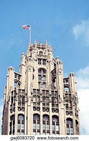 Low angle view of a tower, Tribune Tower, Chicago, Illinois, USA View Large Photo Image Stock Image - Low angle view of a tower, Tribune Tower, Chicago, Illinois, USA. Fotosearch