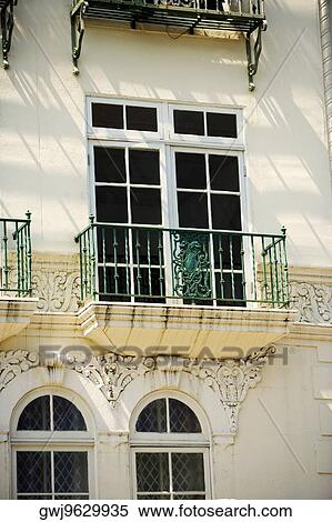 Stock Photography - Low angle view of an ornate balcony on a building, El Mirador Apartments, Los Angeles, California, USA. Fotosearch