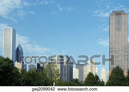 Stock Image - Low angle view of buildings in a city, Chicago, Illinois, USA. Fotosearch
