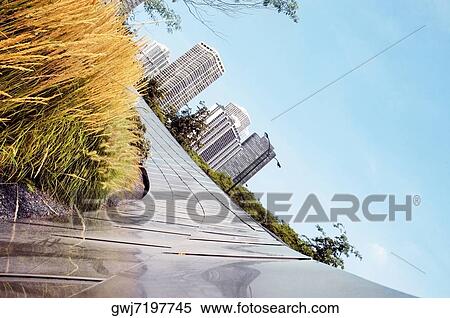Stock Photography - Low angle view of buildings in a city, Aon Center and Two Prudential Plaza, Chicago, Illinois, USA. Fotosearch