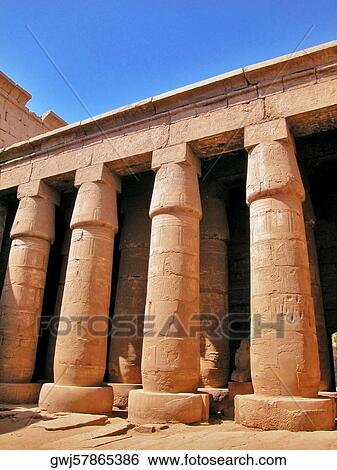 Stock Photograph - Low angle view of columns in a temple, Temples Of Karnak, Luxor, Egypt. Fotosearch