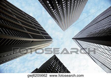 Low angle view of skyscrapers in a city, Chicago, Illinois, USA View Large Photo Image Stock Image - Low angle view of skyscrapers in a city, Chicago, Illinois, USA. Fotosearch